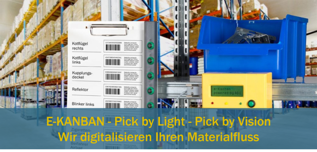 E-Kanban Pick-by-light Pick-by-Vision Digitize material flow